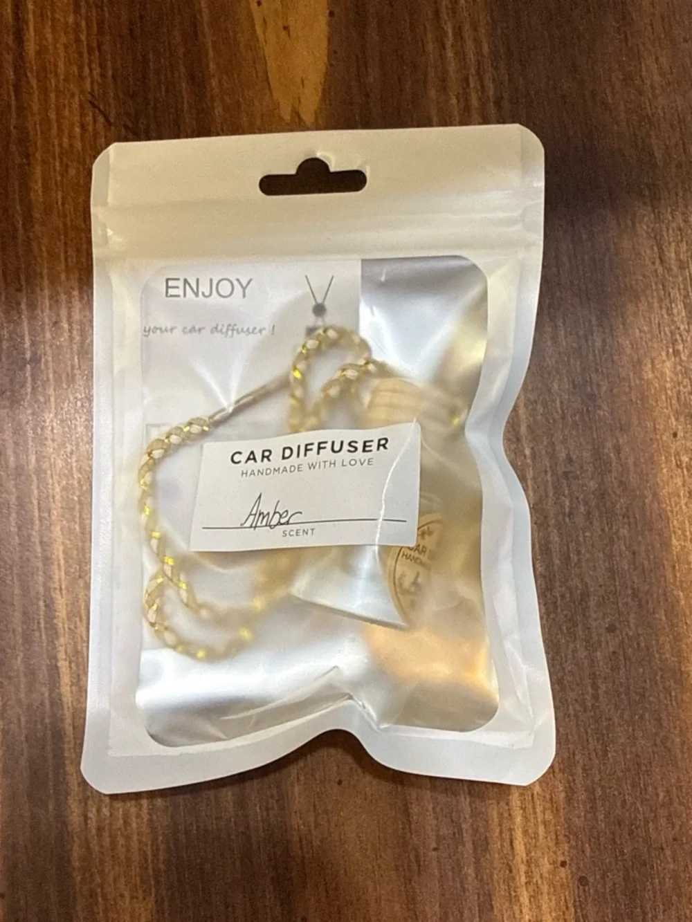 Handmade Amber Scent Car Diffuser Necklace - Unbranded - Gold Accent